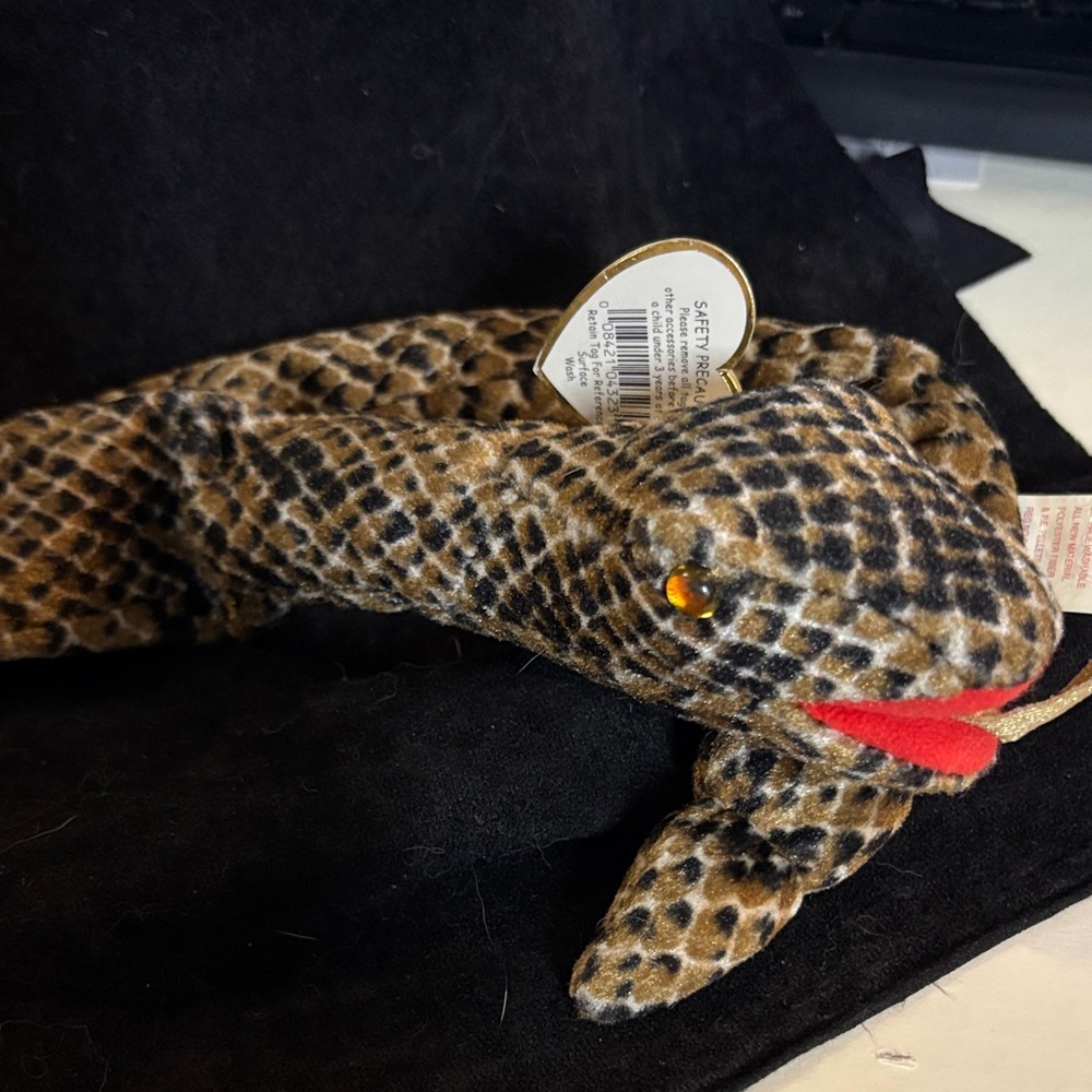 TY Plushie Snake Toy Tan & Black